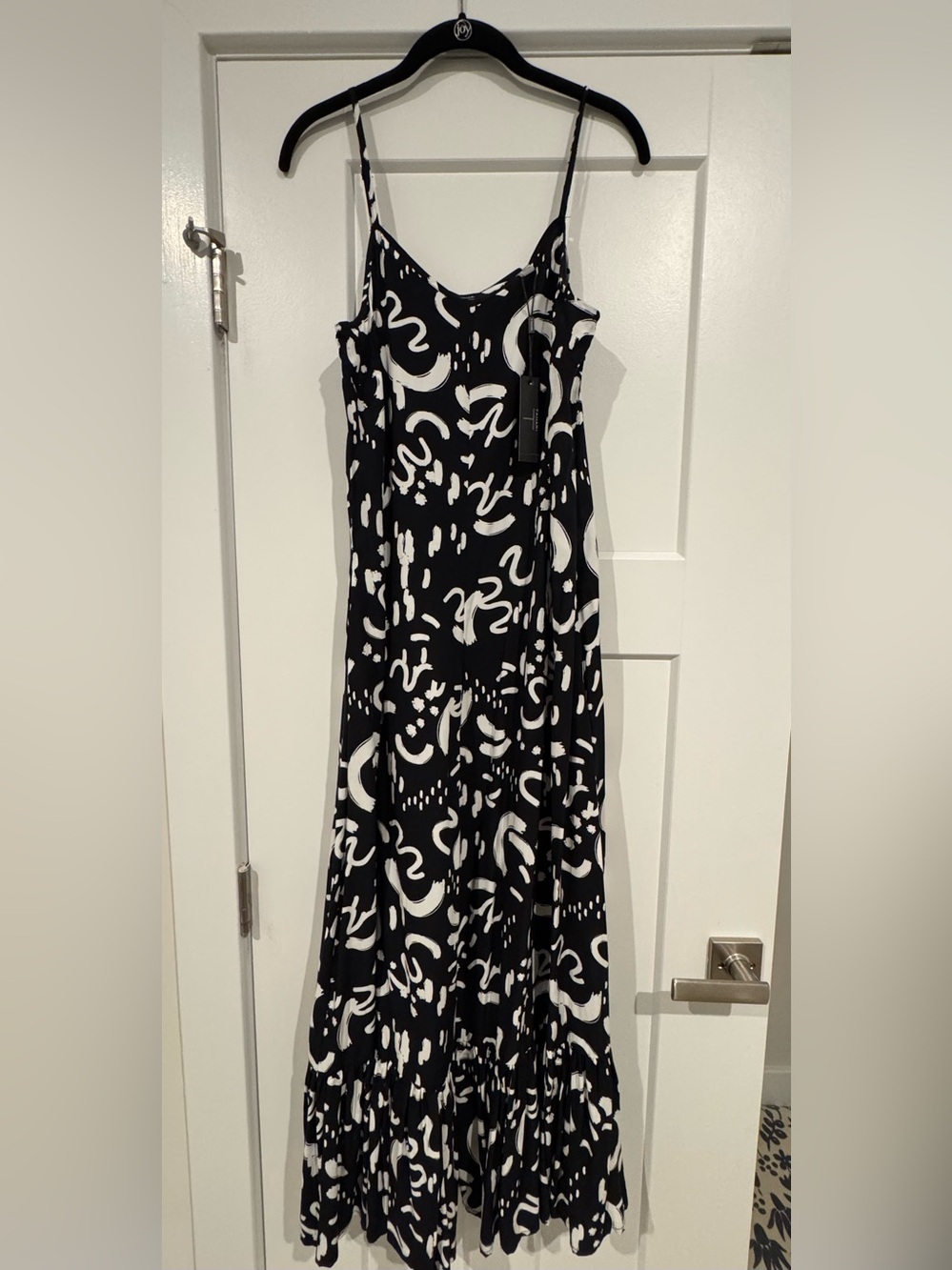 NWT T Tahari Black & White Abstract Print Maxi Dress - S